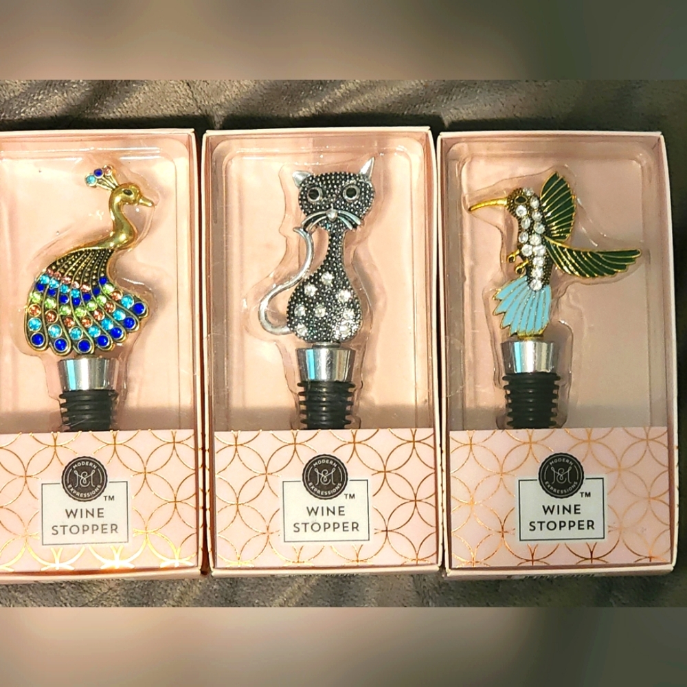 Modern Expressions Wine Bottle Stoppers set of 3